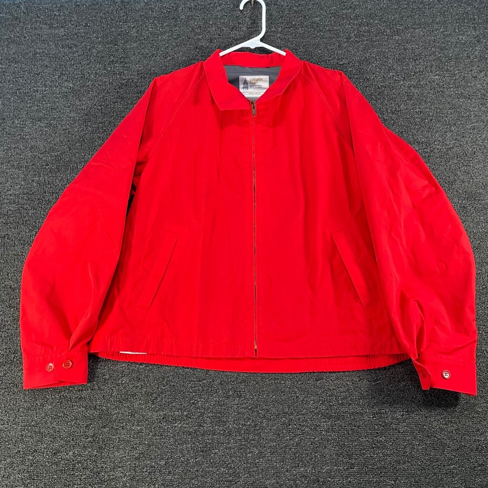 London Fog Harrington Jacket Mens 44 Reg Red Good Vintage Zip Windbreaker USA